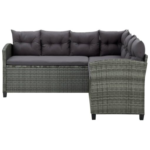 6 Piece Garden Lounge Set with Cushions Poly Rattan Grey - Image 3