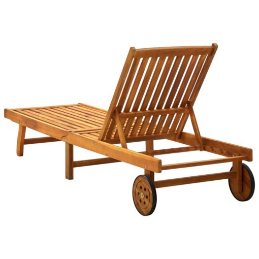 vidaXL Garden Sun Lounger with Cushion Solid Acacia Wood - Image 3