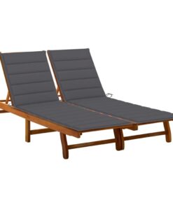 vidaXL 2-Person Garden Sun Lounger with Cushions Solid Acacia Wood