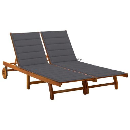 vidaXL 2-Person Garden Sun Lounger with Cushions Solid Acacia Wood