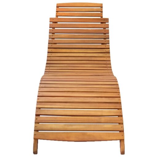 Garden Sun Lounger with Cushion Solid Acacia Wood - Image 2