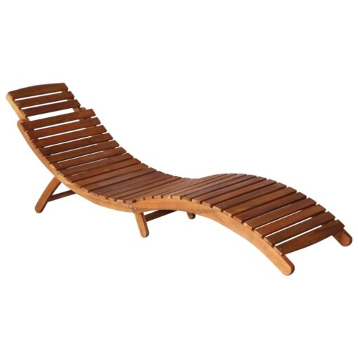 vidaXL Garden Sun Lounger with Table and Cushion Solid Acacia Wood - Image 2