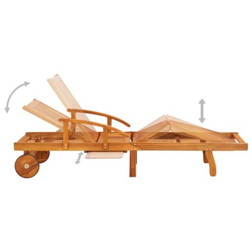 vidaXL Garden Sun Lounger with Cushion Solid Acacia Wood - Image 2