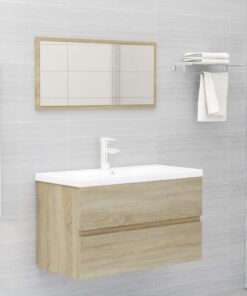 vidaXL 2 Piece Bathroom Furniture Set Sonoma Oak Engineered Wood