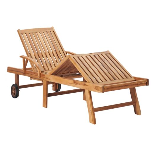 vidaXL Sun Lounger with Anthracite Cushion Solid Teak Wood - Image 2