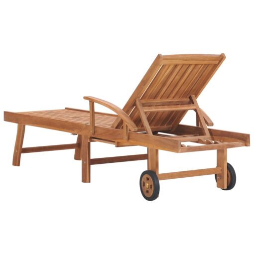 vidaXL Sun Lounger with Anthracite Cushion Solid Teak Wood - Image 3