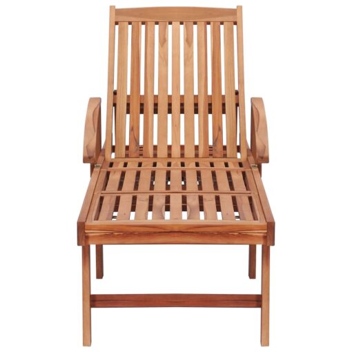 vidaXL Sun Lounger with Anthracite Cushion Solid Teak Wood - Image 4