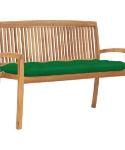 vidaXL Stacking Garden Bench with Cushion 128.5 cm Solid Teak Wood