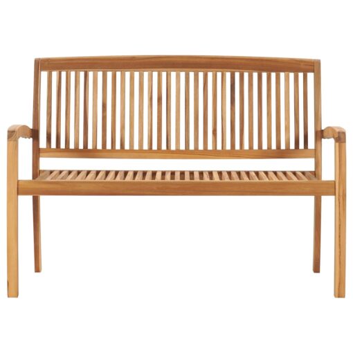 Stacking Garden Bench with Cushion 128.5 cm Solid Teak Wood - Image 2
