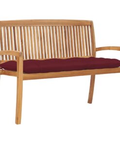 vidaXL Stacking Garden Bench with Cushion 128.5 cm Solid Teak Wood