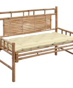 vidaXL Garden Bench with Cushion 120 cm Bamboo