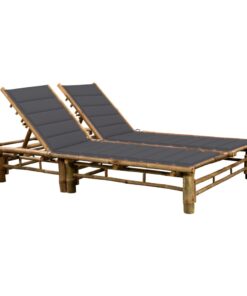 vidaXL 2-Person Sun Lounger with Cushions Bamboo