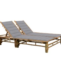 vidaXL 2-Person Sun Lounger with Cushions Bamboo