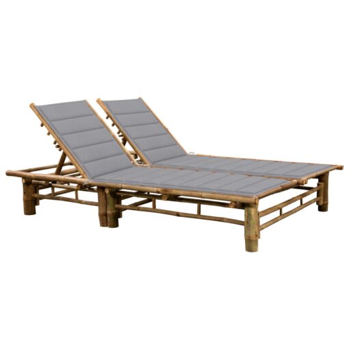 vidaXL 2-Person Sun Lounger with Cushions Bamboo