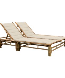 vidaXL 2-Person Sun Lounger with Cushions Bamboo