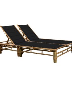 vidaXL 2-Person Sun Lounger with Cushions Bamboo