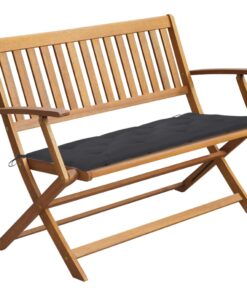 vidaXL Garden Bench with Cushion 120 cm Solid Acacia Wood