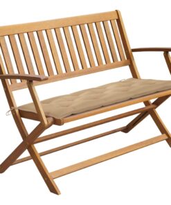 vidaXL Garden Bench with Cushion 120 cm Solid Acacia Wood