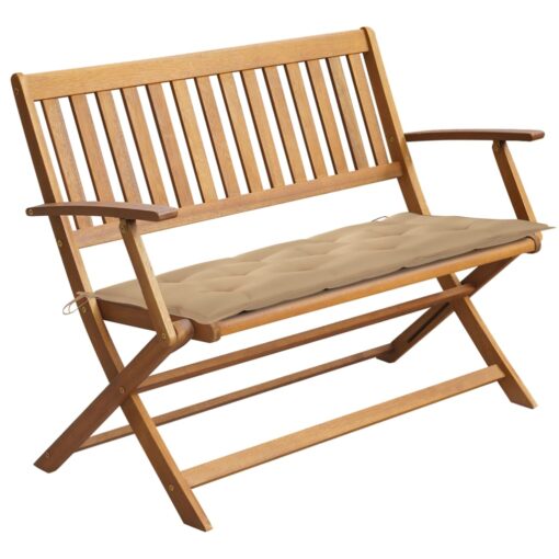 vidaXL Garden Bench with Cushion 120 cm Solid Acacia Wood