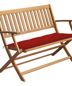 vidaXL Garden Bench with Cushion 120 cm Solid Acacia Wood