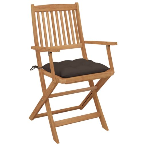 Folding Garden Chairs 2 pcs with Cushions Solid Acacia Wood - Image 2