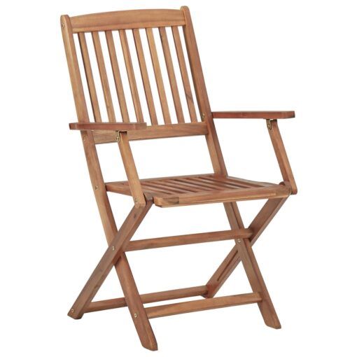 Folding Garden Chairs 2 pcs with Cushions Solid Acacia Wood - Image 3