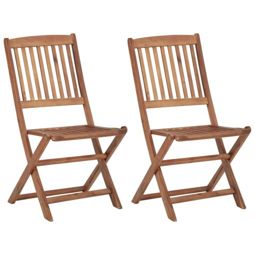 vidaXL Folding Garden Chairs 2 pcs with Cushions Solid Acacia Wood - Image 2