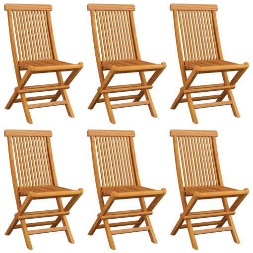 Garden Chairs with Grey Cushions 6 pcs Solid Teak Wood - Image 2