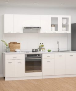 vidaXL 8 Piece Kitchen Cabinet Set White Engineered Wood