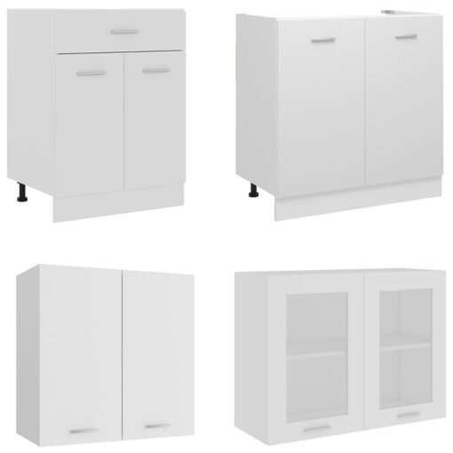  4 Piece Kitchen Cabinet Set White Engineered Wood - Image 2