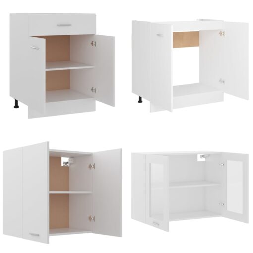  4 Piece Kitchen Cabinet Set White Engineered Wood - Image 3