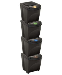 vidaXL Stackable Dustbins 4 pcs Anthracite 100 L