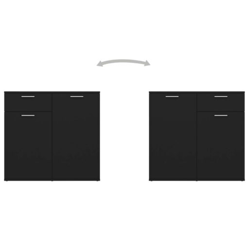 Sideboard Black 80x36x75 cm Engineered Wood - Image 3