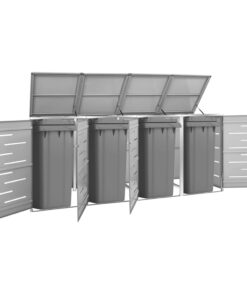 vidaXL Quadruple Wheelie Bin Shed 276.5x77.5x112.5 cm Stainless Steel