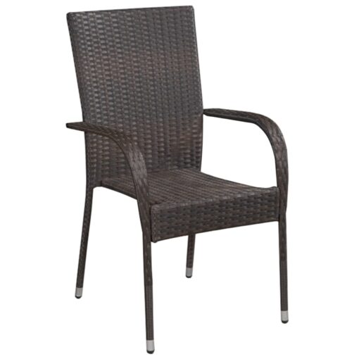 7 Piece Garden Dining Set Brown - Image 2