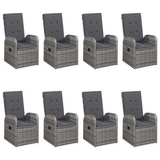 vidaXL 9 Piece Garden Dining Set Grey - Image 4