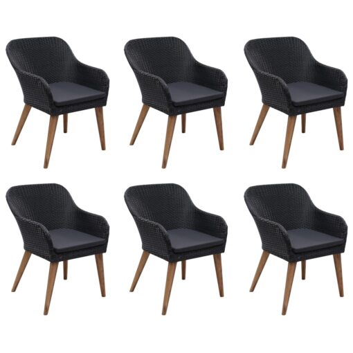 vidaXL 7 Piece Garden Dining Set Black - Image 4