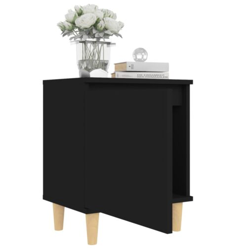 vidaXL Bed Cabinet with Solid Wood Legs Black 40x30x50 cm - Image 2