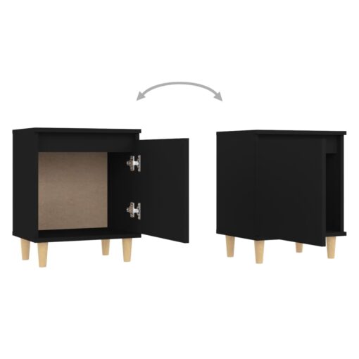vidaXL Bed Cabinet with Solid Wood Legs Black 40x30x50 cm - Image 3