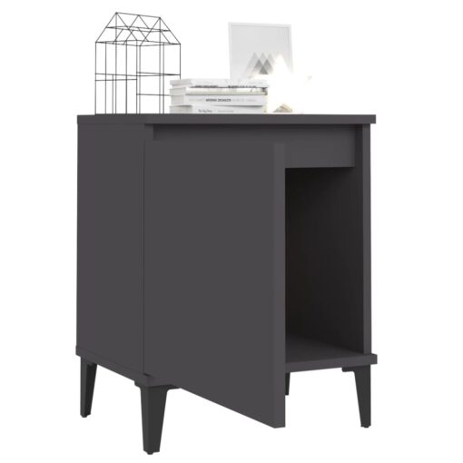 vidaXL Bed Cabinet with Metal Legs Grey 40x30x50 cm - Image 2