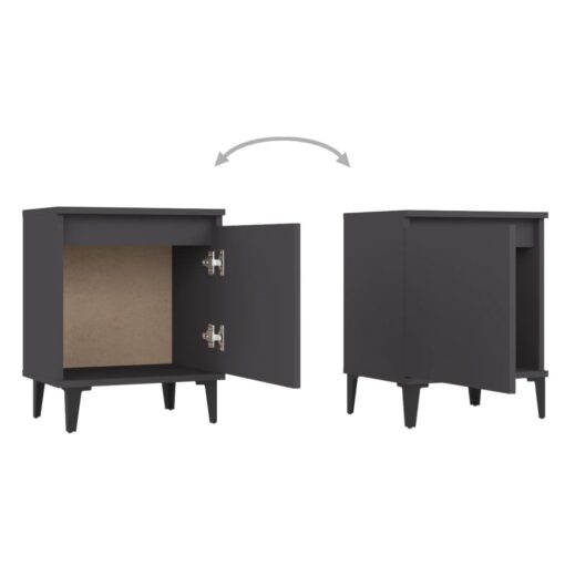 vidaXL Bed Cabinet with Metal Legs Grey 40x30x50 cm - Image 3