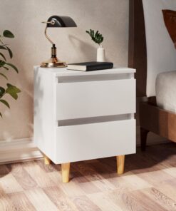 vidaXL Bed Cabinets with Solid Pinewood Legs 2 pcs White 40x35x50 cm