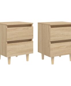 vidaXL Bed Cabinets & Solid Pinewood Legs 2 pcs Sonoma Oak 40x35x50 cm