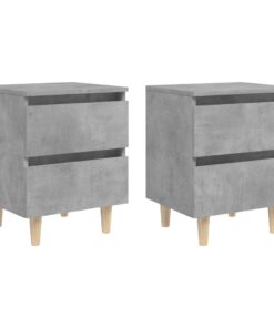 vidaXL Bed Cabinets & Solid Pinewood Legs 2 pcs Concrete Grey 40x35x50 cm