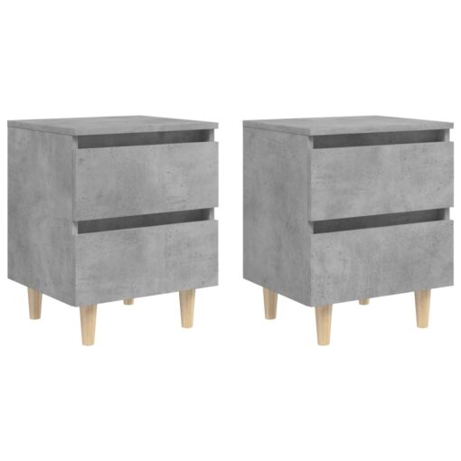 vidaXL Bed Cabinets & Solid Pinewood Legs 2 pcs Concrete Grey 40x35x50 cm