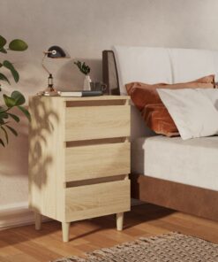 vidaXL Bed Cabinets & Solid Wood Legs 2 pcs Sonoma Oak 40x35x69 cm