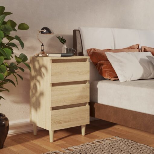 vidaXL Bed Cabinets & Solid Wood Legs 2 pcs Sonoma Oak 40x35x69 cm