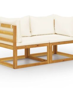 vidaXL 2-seater Garden Bench with Cream White Cushions