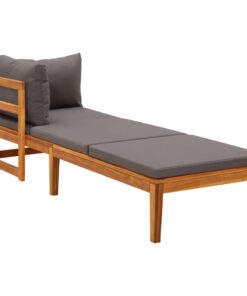 vidaXL Sun Lounger with 1 Armrest Dark Grey Solid Acacia Wood