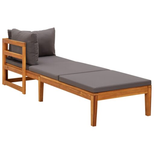 vidaXL Sun Lounger with 1 Armrest Dark Grey Solid Acacia Wood